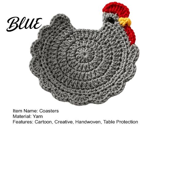 Cozy Home Afternoon Tea Decor Handmade Crochet Hen Coasters for Drinks Cute Cartoon Yarn Cup Mats Heat Decorative Kitchen Accessories Resistant