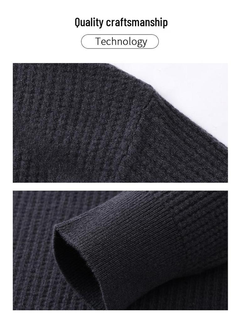 Hengyuanxiang Men's Zippered Half-High Neck Cashmere Wool Sweater – 2025 Autumn/Winter Collection