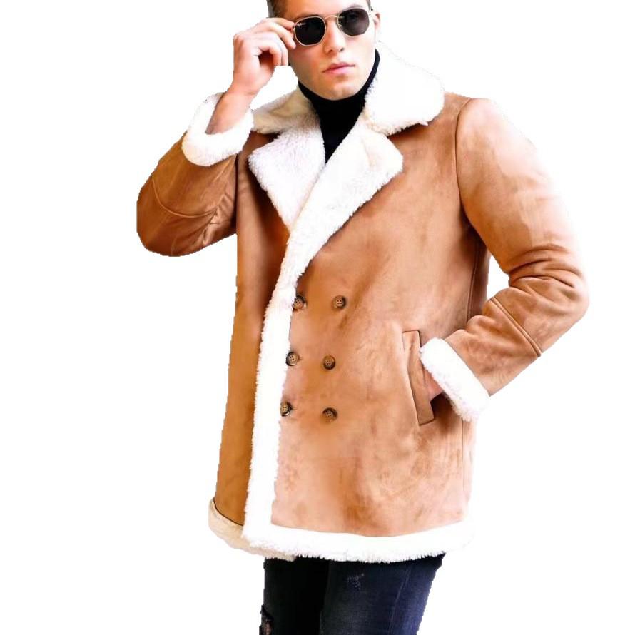 Europäischer und Amerikanischer Herbst/Winter Faux Fur Revers Lammwolle Verdickt Mantel