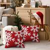 2Pcs White Snowflakes Christmas Throw Pillow Covers Designs, Zip Closure, Winter Holiday Party Cushion Case For Bedroom Sofa