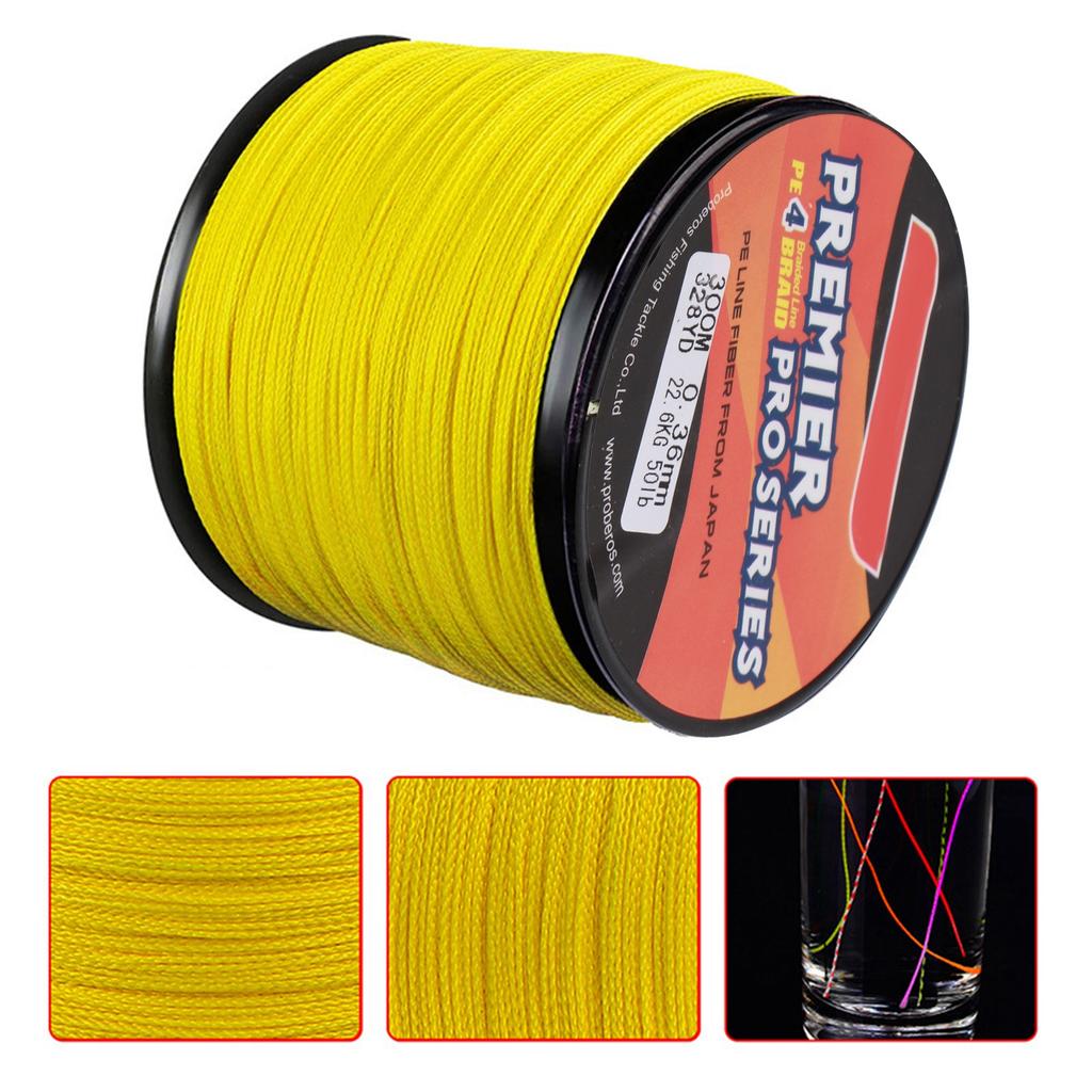 5.0 50LB Fishing Wire Abrasion Resistant Fishing Tape 4 Stranded Braided PE Fishing Line for Seawater Freshwater 300m
