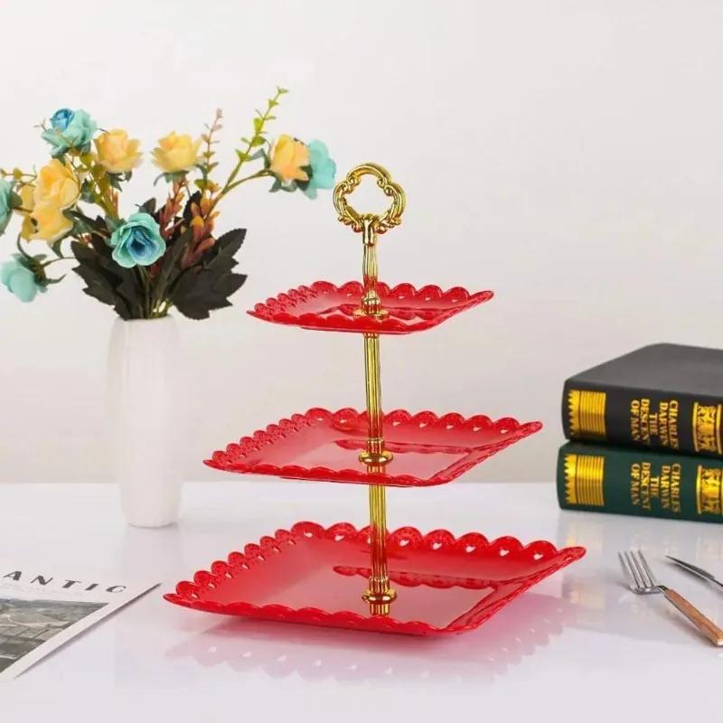 1/3 Tier Cake Stand European Afternoon Tea Fruit Snack Party Tray Shelf Decor Tablewar Wedding Dishes Cupcake Dessert Plate