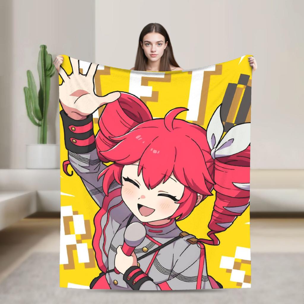 Kasane Teto Blanket Anime Vtuber Plush Novelty Soft Throw Blanket for Bedspread Textile Decor