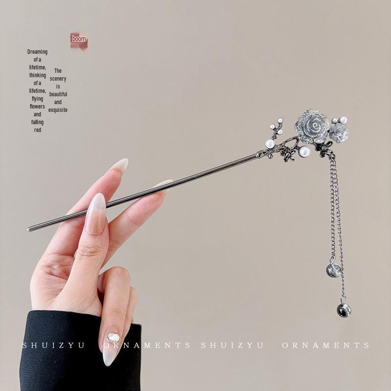 Ancient Chinese-Style Hanfu Hair Accessories: Elegant Updo Hairpins with Tassels for Women