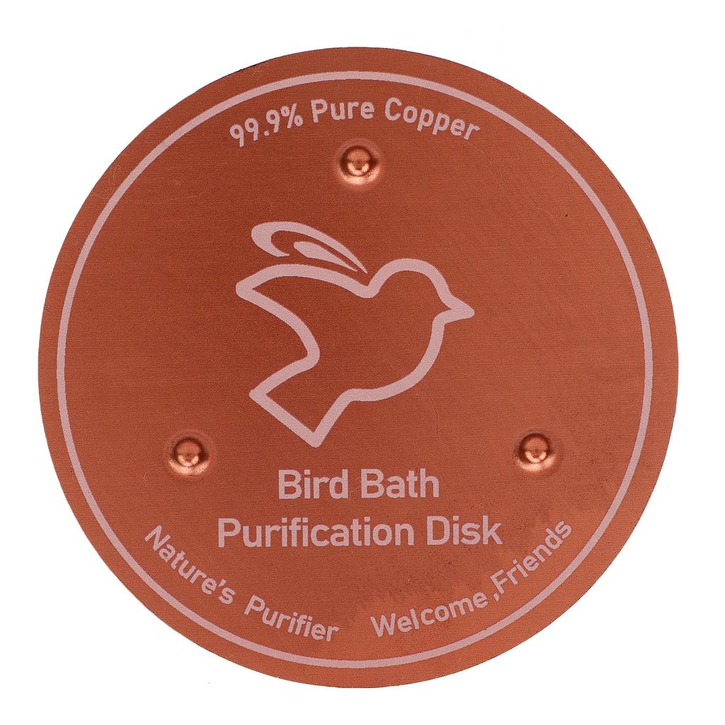 Bird Bath Copper Disk 99.99percent Pure Copper Water Cleaner 1mm Thick with Stable Triple Point Support for Outdoor