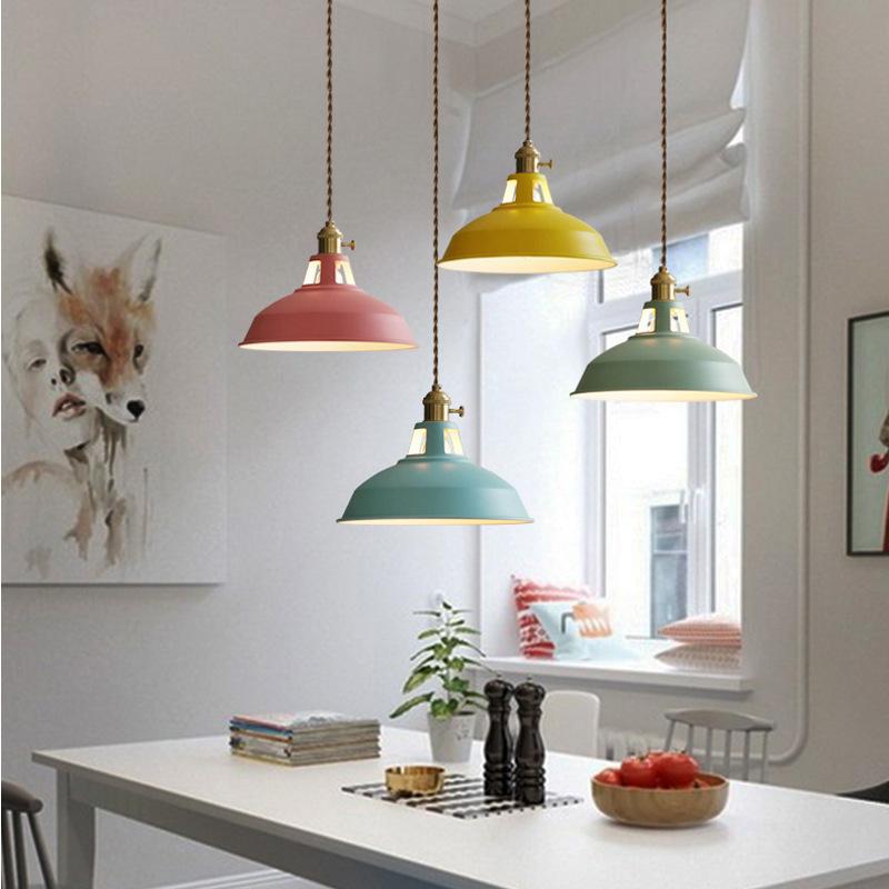 Pendant light retro industrial colorful restaurant kitchen home ceiling lamp vintage hanging light lampshade decorative lamps