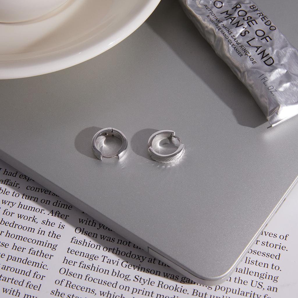  Minimalist Stainless Steel Woven Texture Earrings for Women Autumn Winter Style Daily Wear Fashion Waterproof  Jewelry