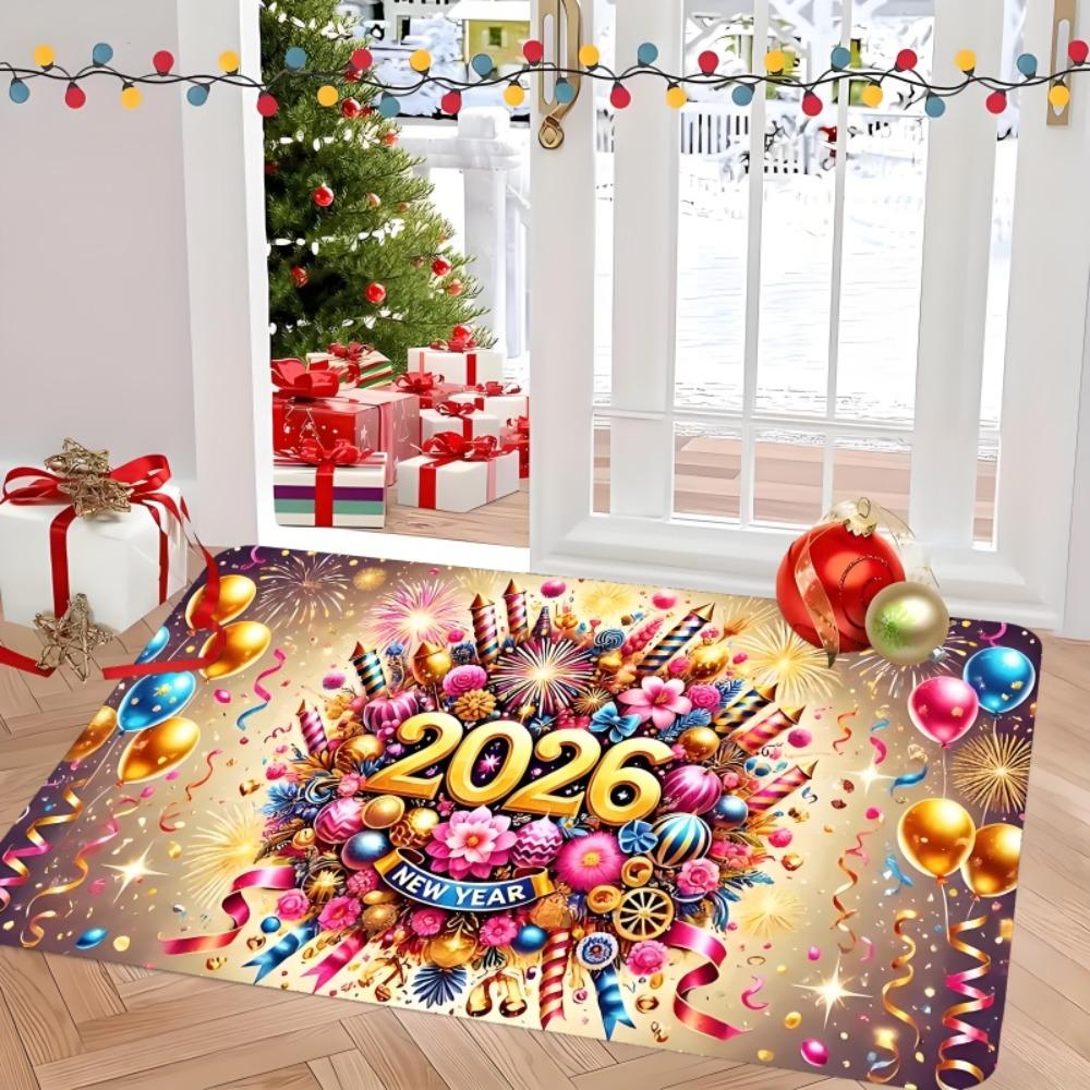 New Year Carpet Mat Rug Home Decoration Festive Fireworks Gift Pattern Entrance Door Mat Door Mat Entrance Welcome Mat