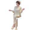 Ice Pure Maiden: Sweet Princess-Style Lace Pajamas - Long Sleeve, Light Luxury Ice Silk for Spring & Autumn