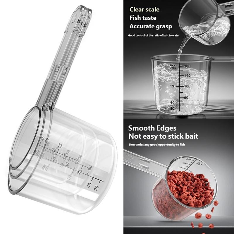 Pack Of 3 Multiple Size Fishing Baits Mixing Cup Set Baits Measuring Cups With Double Scale For Precise Baits Mixing