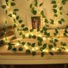 Battery Powered Willow Curtain Lamp Green Leaf Artificial Leaf Lights New Year