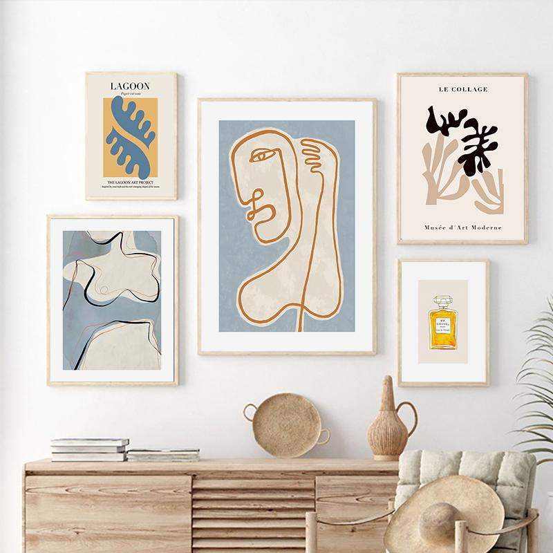 Retro Abstract Leaf Woman Body Line Canvas Painting Matisse Wall Art Posters And Prints Wall Pictures For Living Room Home Decor