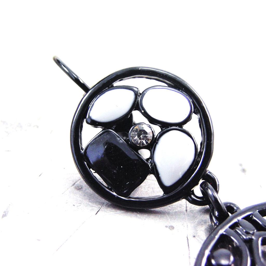 NOA [G5833] - Δημιουργικές Κρεμαστές Μπούκλες 'Carmen' μαύρο λευκό