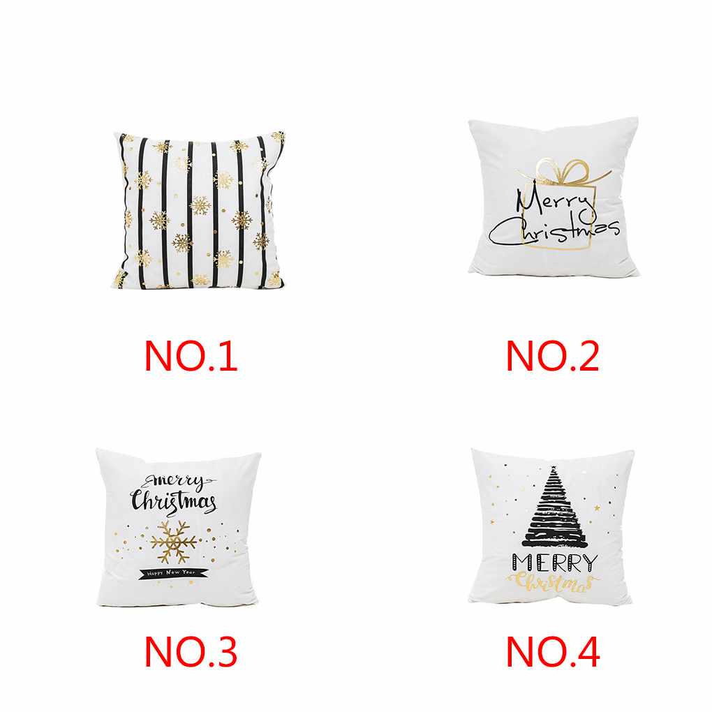 Merry Christmas Letter Snowflake Pillow Case Cushion Cover Home Sofa Decor Soft