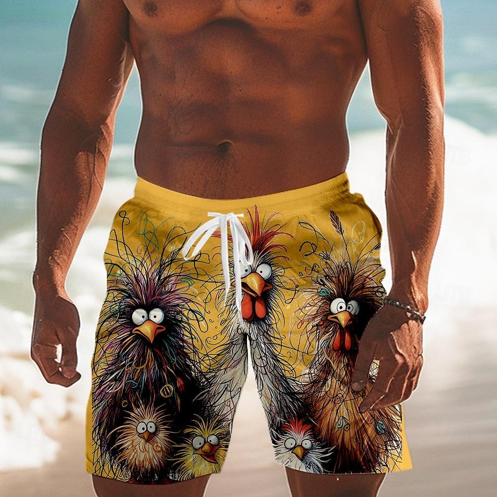 

Men s Animal Chick Board Shorts Swimming Trunks Shorts Mid Waist Fashion Streetwear Designer Casual Daily S