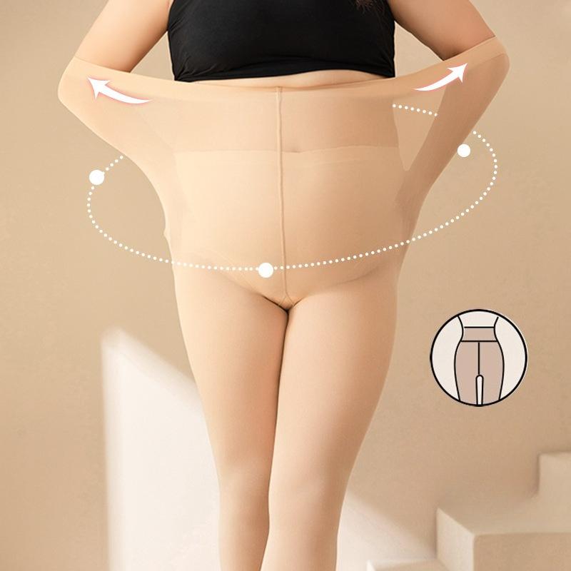 Women's Autumn and Winter Leggings Plus Velvet Flesh-colored Pantyhose Versatile Soft Warm Full Feet Leaky Feet Panty Stockings