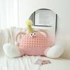 Cozy Monster Cartoon Plush Lumbar Pillow With Breathable Outer Cover For Girls Bedroom Lounge