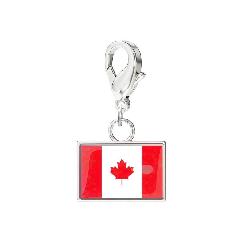 Braccialetto con Charm Bandiera in Acciaio Inossidabile con Moschettone, Gioiello Ciondolo Paese per Regalo di Viaggio Accessorio Stile