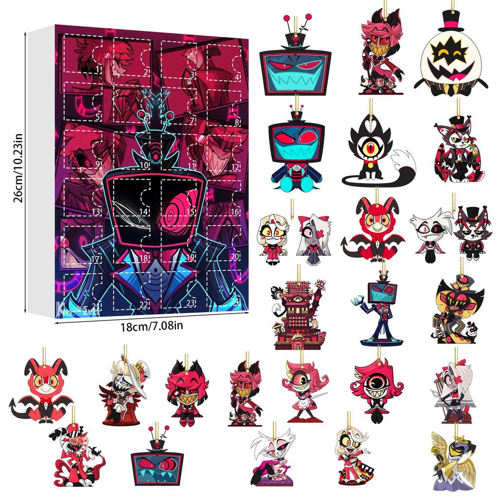 Hazbin Hotel Christmas Countdown Calendar With Acrylic Decorations For Holiday Gifts