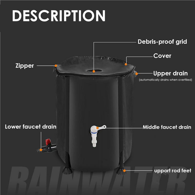 200L Rain Water Recovery Storage Tank Garden Irrigation Water Bucket Collapsible Rain Barrel Rainwater Collection Container