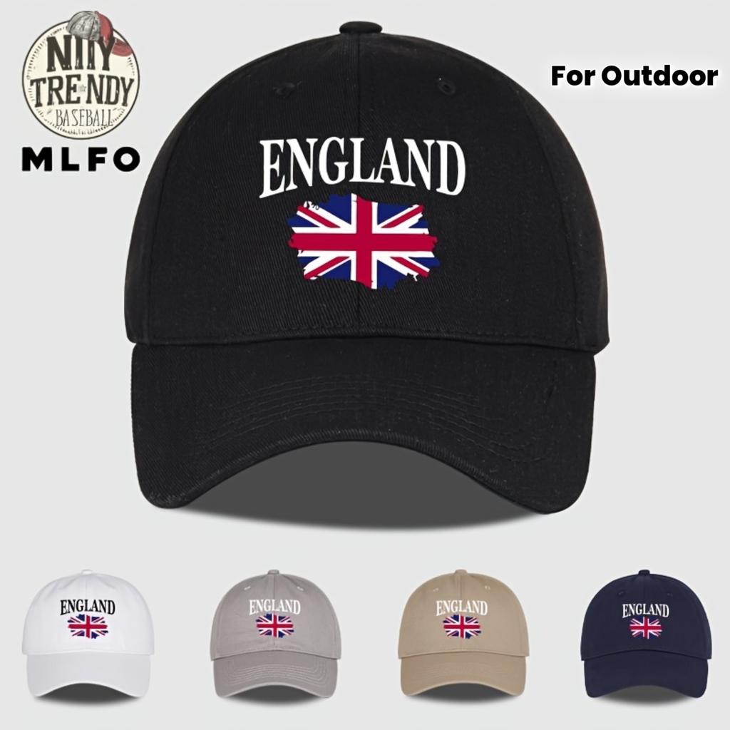 Lightweight Adjustable Baseball Cap with ENGLAND Print Classic Comfortable SoftTop Cap Featuring a National Flag Design Bre