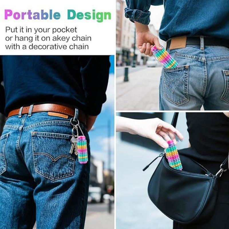 Jouet Fidget Stimulant pour la Douleur Poignée Picotée Stim Porte-clés Jouet Fidget Portable pour Adultes Adolescents Soulagement du Stress Jouet de Bureau Cadeau Original