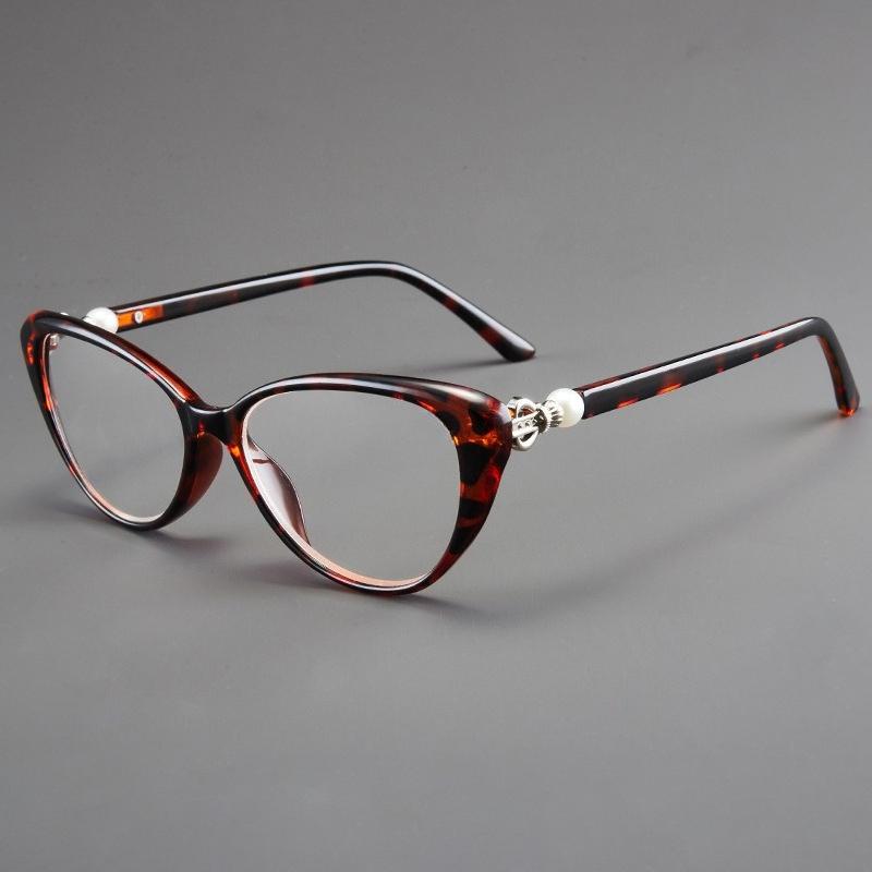 New Anti Blue Light Reading Glasses for Women Elegant Pearls Cat Eye Frames Presbyopia Glasses Ultra Light and High-definition Far Sight Eyeglasses