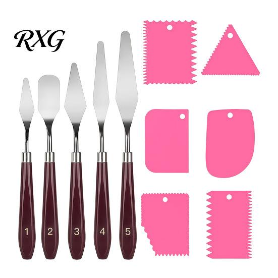 Color Mixing Spatula Set 5Pcs Palette Knife with 6 Paint Scraper, Stainless Steel Durable Scrapers Knife, Oil Metal Knives for Texture Art Blending