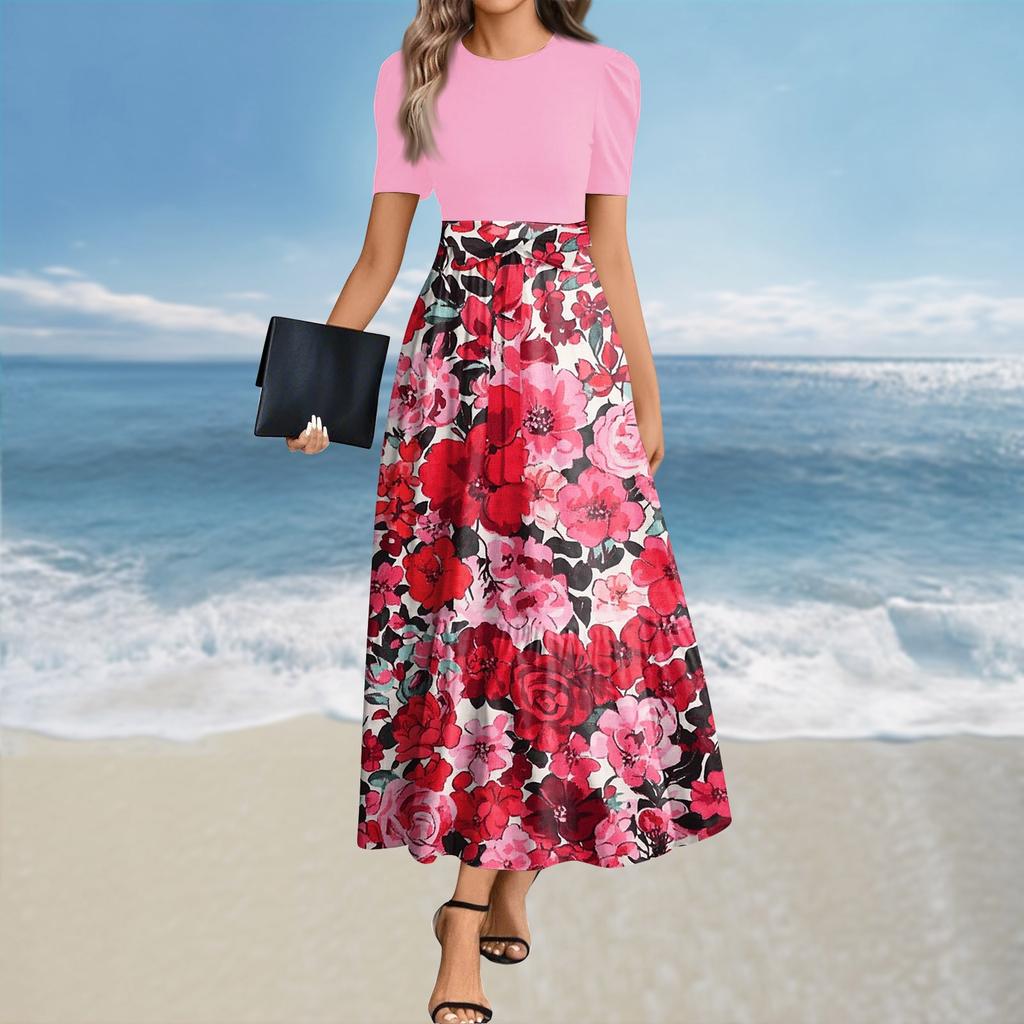 Women's Summer Dress Loose Beach Vacation Casual Deep V Neck Vest Dress Elegant Shirt Dress