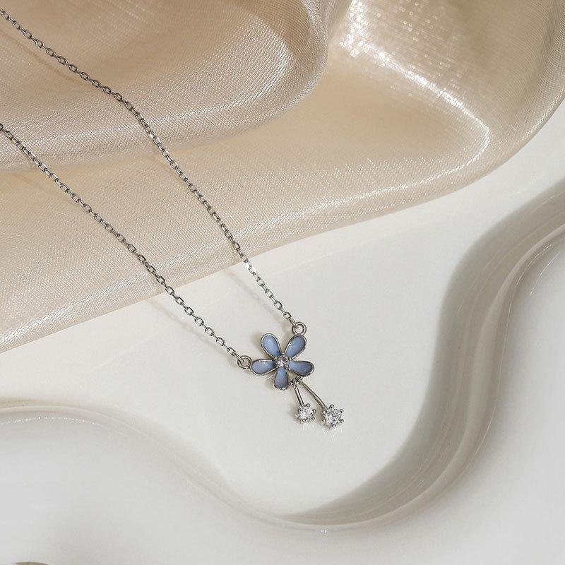 Niebieski Mały Kwiatowy Naszyjnik, Świeży Letni Łańcuszek Obojczykowy, Temperament, Uniwersalny i Słodki Nowy Styl dla Kobiet