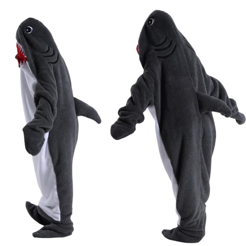 Grappig Cosplay Haai Onesie Kostuum Pak Volwassen Pyjama Cartoon Halloween Kerst Carnaval Slaapkleding Jumpsuit Kinderkleding Hombre XXS(120) - 115-125cm