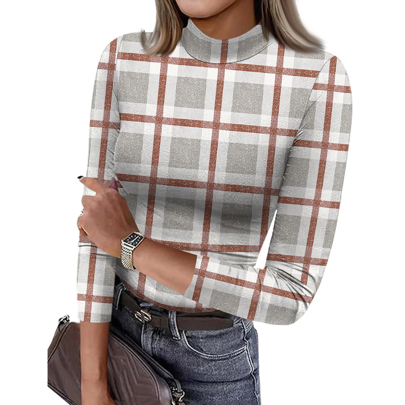 

Women s Slim Bottom T-shirt Fashion Casual Printing Round Neck Pullover 3/4 Sleeve Top L бежевый