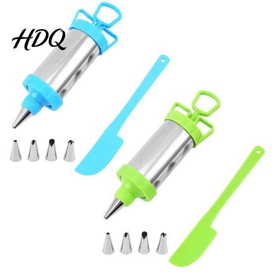 Handheld Baking Press for Cookies Stainless Steel Cookie Decorating Piping Kit Ergonomic Push Dispenser And Durable Nozzles Design Icing Dough Cream