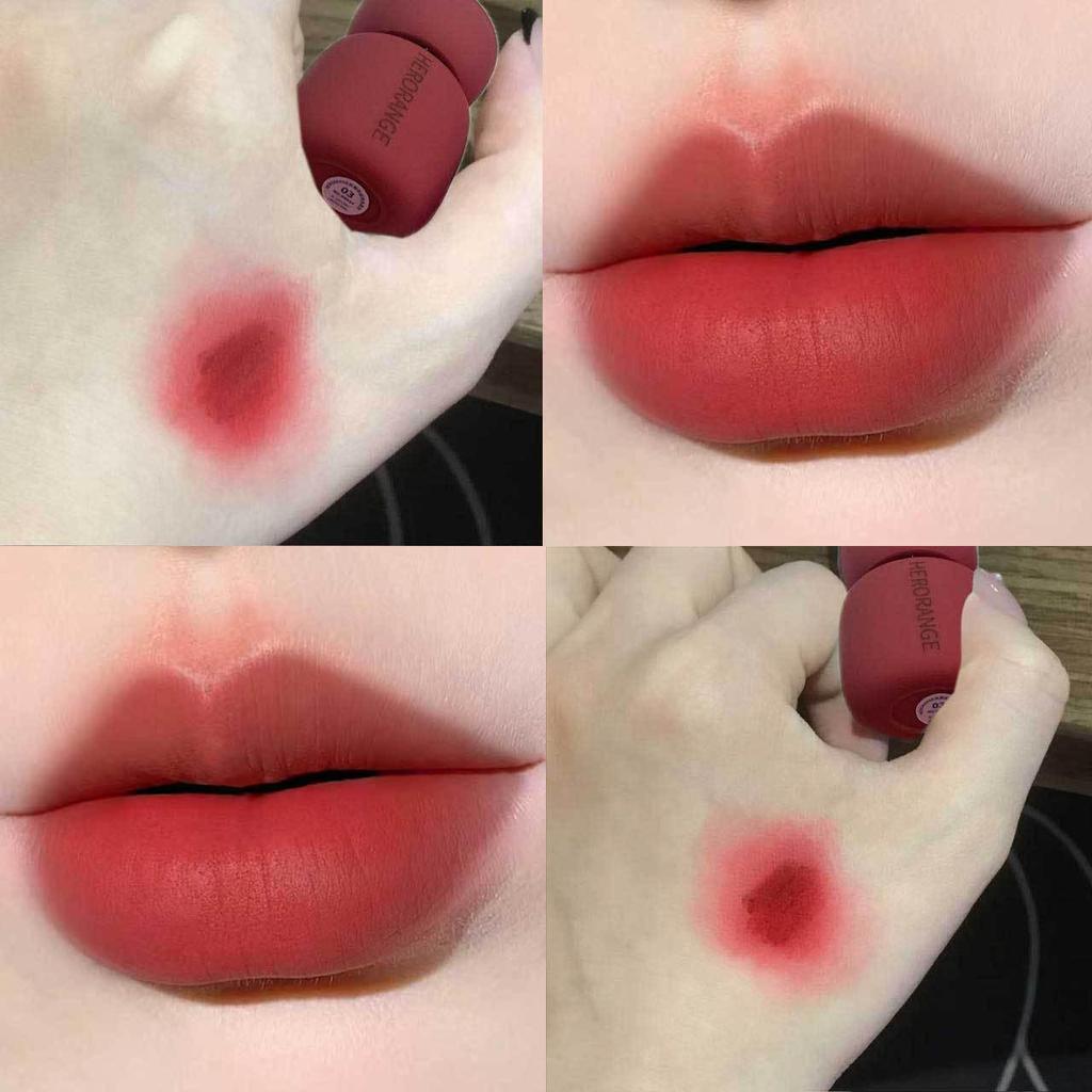 HERORANGE Silk Mist: Color-Locking Matte Lip Mud - Non-Stick, Whitening Lipstick for Cross-Border Makeup