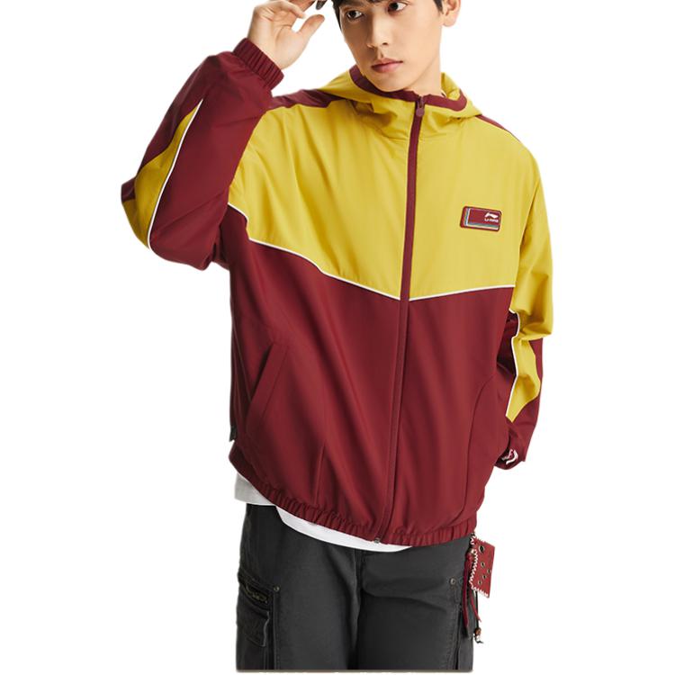 Li-Ning Color Block Letter Zip Hooded Windbreaker Men Outerwear AFDW849-4