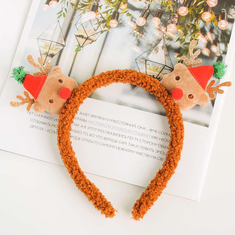 Christmas Cute Santa & Reindeer Plush Headband for Women - Autumn/Winter Mori Style Hair Accessory