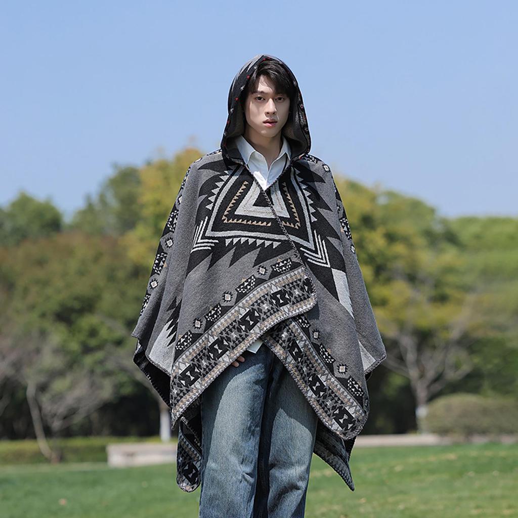 Men's & Women's Hooded Shawl Cape Cloak - Spring/Summer Scarf, Yunnan Xinjiang Tibet Style