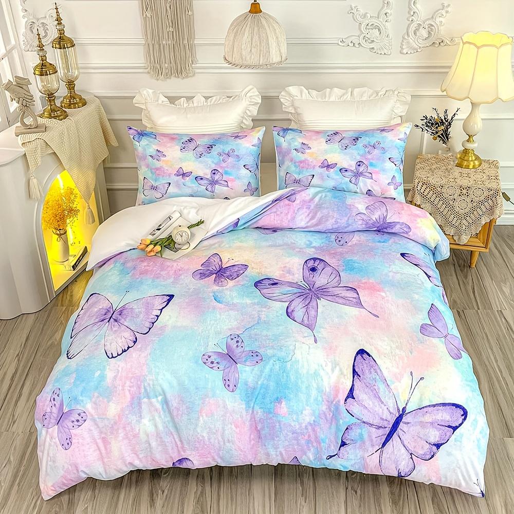 

3-Piece Vibrant Rainbow Butterfly Duvet Cover Set - Soft, Cozy Girls Bedding with 1 Duvet Cover and 2 Pillowcases - Ideal Room EU Single 135x200cm
