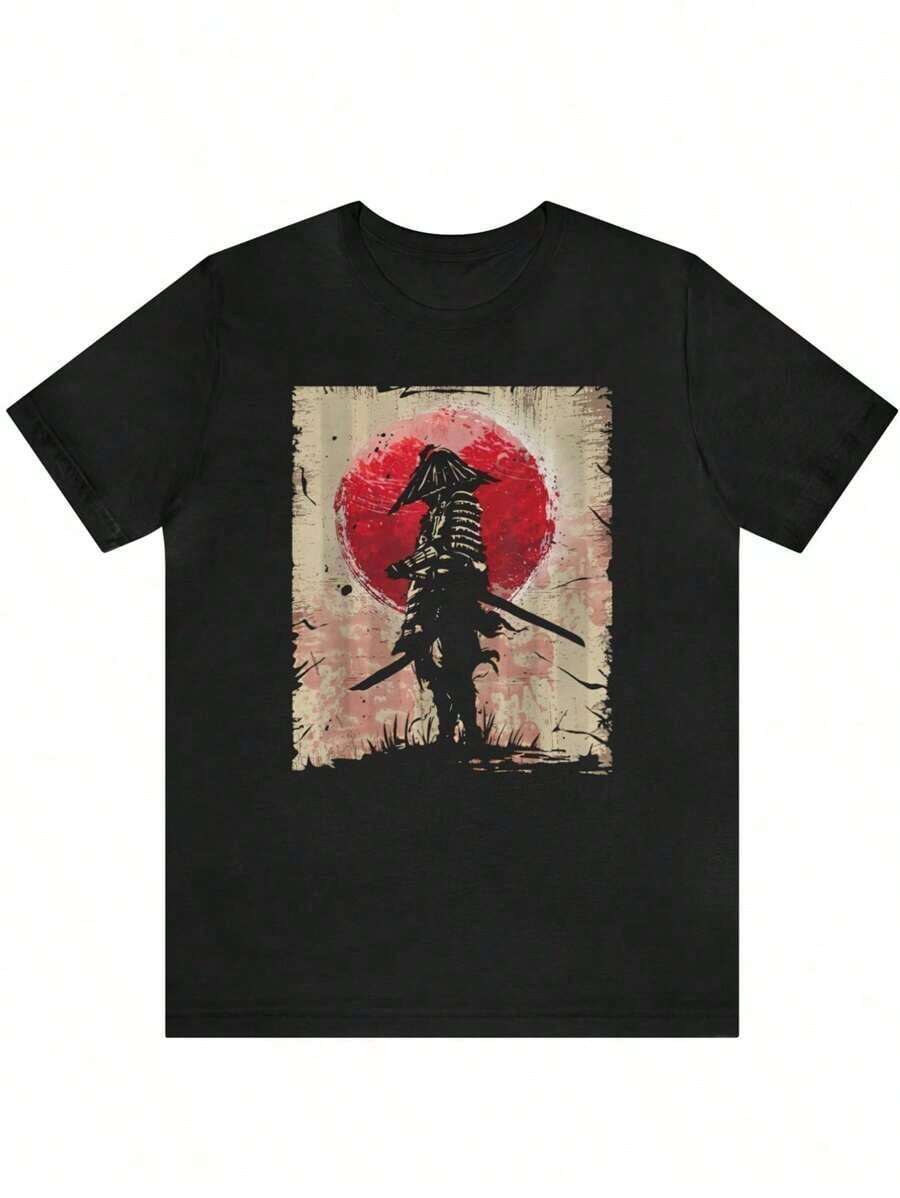 Printed Round Neck T-Shirt Anime Samurai Graphic Printed Unisex T-Shirt S