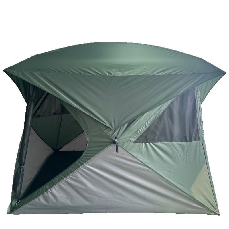 Automatic Quick-Open Double-Layer Camping Tent 3-5 People Waterproof Outdoor Shelter With Fiberglass Poles Green