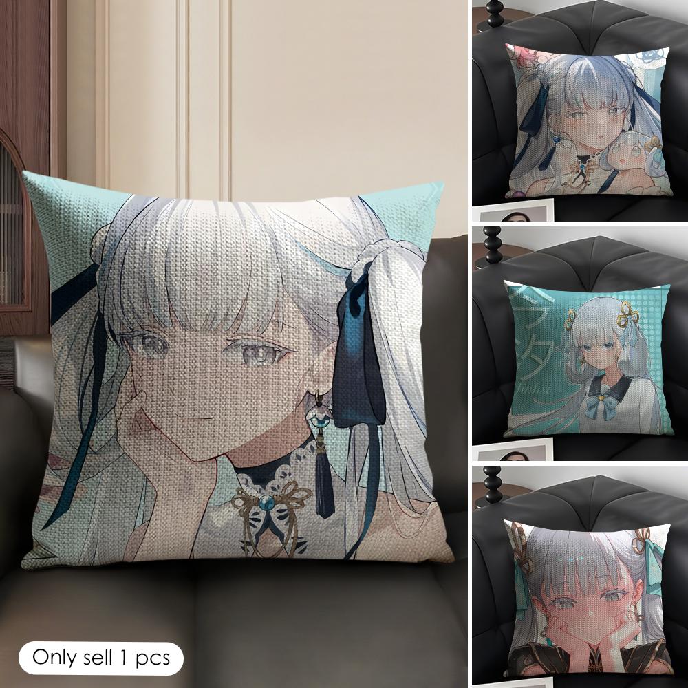 Jinhsi Wuthering Waves Cute Cushion Cover Natural Linen Organic Fabric Double-Sided Printing Sofa Home Decor Gift Pillow Case
