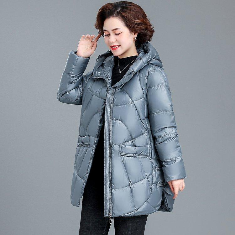 Middle Aged Mother Winter Down Cotton Jacket Bright Face Korean Quilted Coat Thicken Warm Grandma Snow Wear Parkas