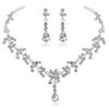 DIEZI Luxury Wedding Bridal Purple Pink Crystal Necklace Earrings Jewelry Sets For Women Fashion Water Drop Rhinestone Jewelry