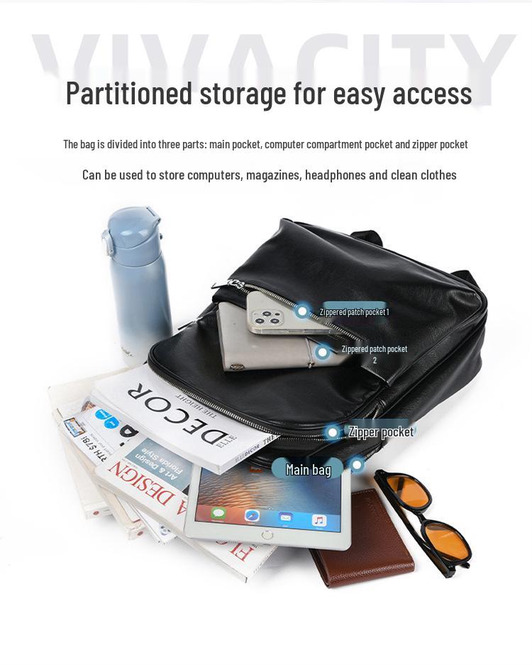 Men's Large-Capacity Laptop Backpack with Double Shoulder Straps