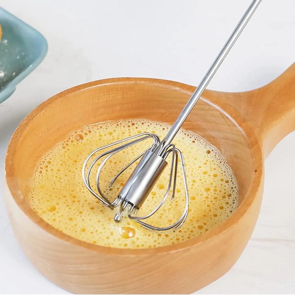 2pcs 10 Inch Stainless Steel Egg Beater Durable Semi-automatic Mixer For Effortless Egg Cream Mixing Stirring And Beating For Kitchen Baking