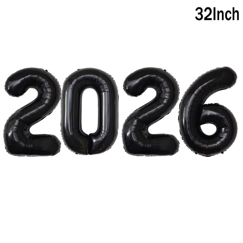4pcs/set 2026 New Year Balloons Christmas Digital Foil Balloon Home Decor Chinese Spring Festival Baloon Navidad Party Supply