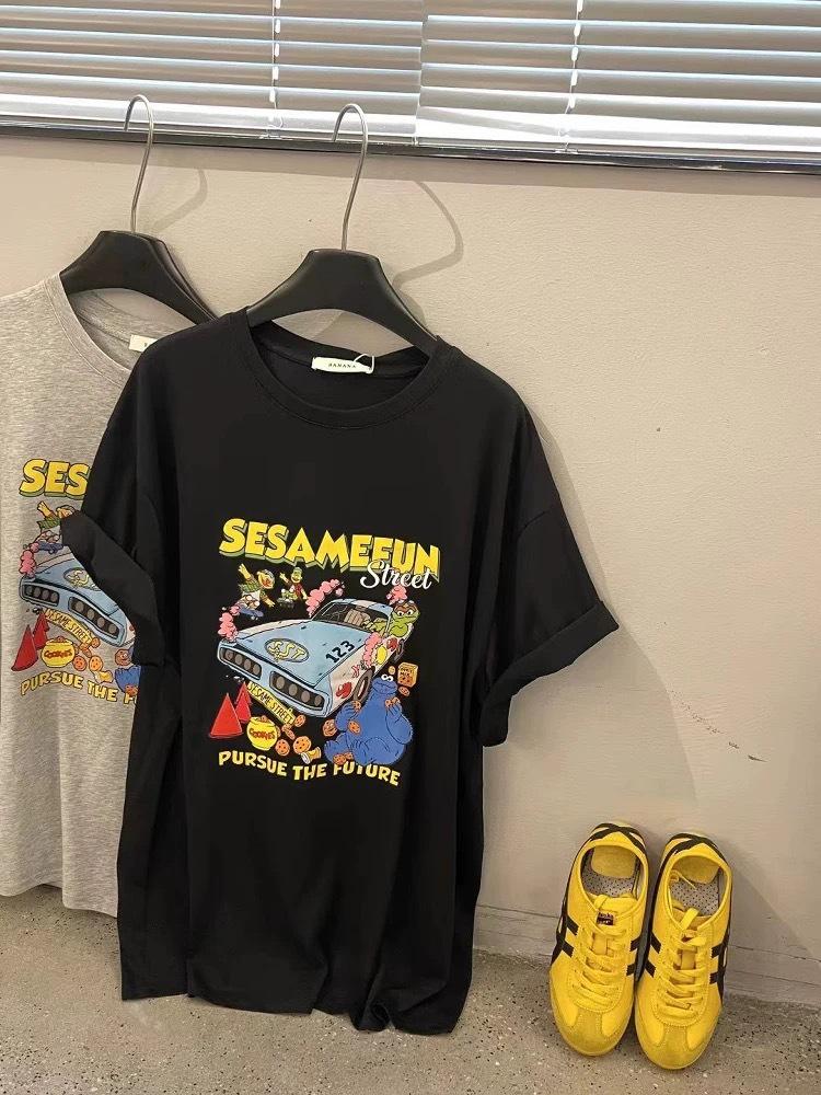 American Retro Plus Size Loose Fit Cotton T-shirt for Women