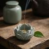 Flat Bottom Lotus Incense Holder Green Sand Stone Ash Catcher Incense Burning Tray  Indoor Use