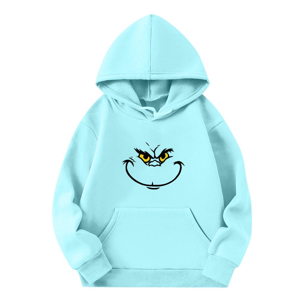 Children's Long-sleeved Loose-fitting Pullover Hoodie With Drawstring And Solid Color