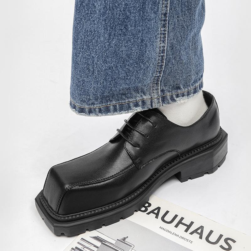 

Модная повседневная мужская кожаная обувь, трендовый стиль с толстой подошвой, модная уличная, для повседневной носки, для вечеринок, качественная черная обувь, универсальная, роскошная, ХОТ 44 чёрный